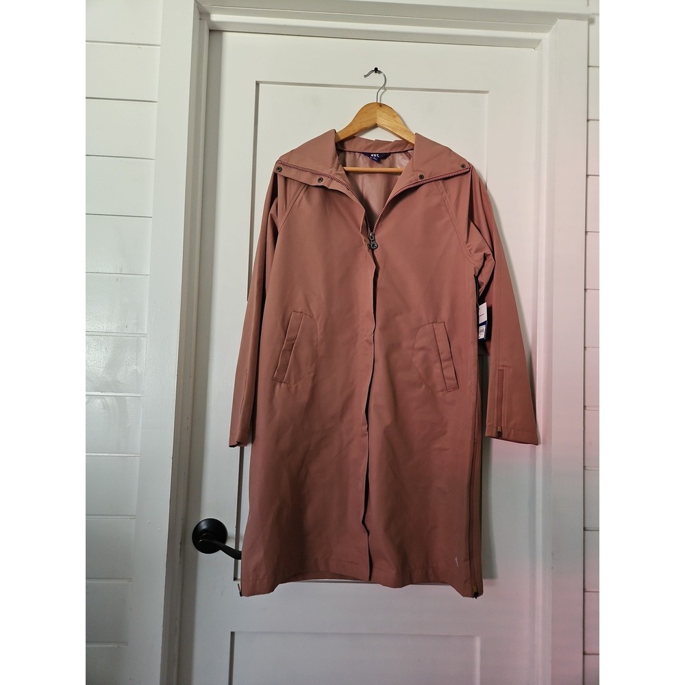 JoyLab NWT Water Resistant Longline Jacket Small Burlwood Pink Full Zip Rain Coa